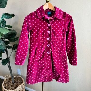 Mini Boden Pink Polka Dot Velvet Coat